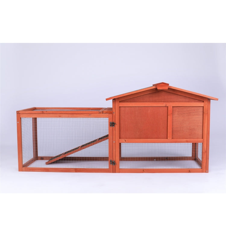 [US Warehouse] Wood Rabbit Hutch Chicken Coop Small Animal Cage, Size: 154x55.6x70cm