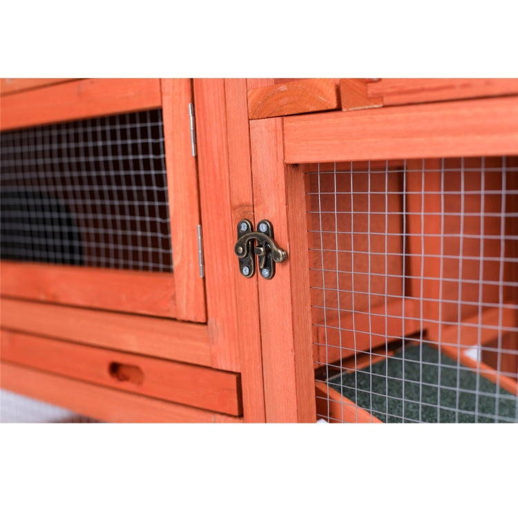 [US Warehouse] Wood Rabbit Hutch Chicken Coop Small Animal Cage, Size: 154x55.6x70cm