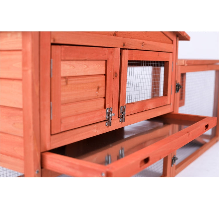 [US Warehouse] Wood Rabbit Hutch Chicken Coop Small Animal Cage, Size: 154x55.6x70cm