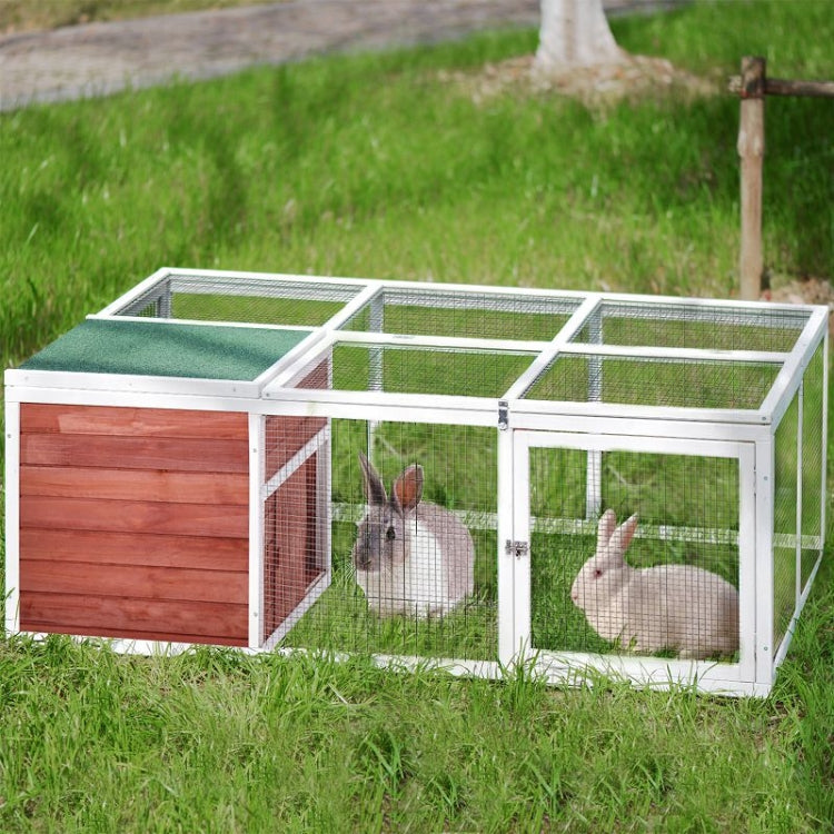 [US Warehouse] Rabbit Playpen Chicken Coop Pet House with Enclosed Run, Size: 61.8 inch