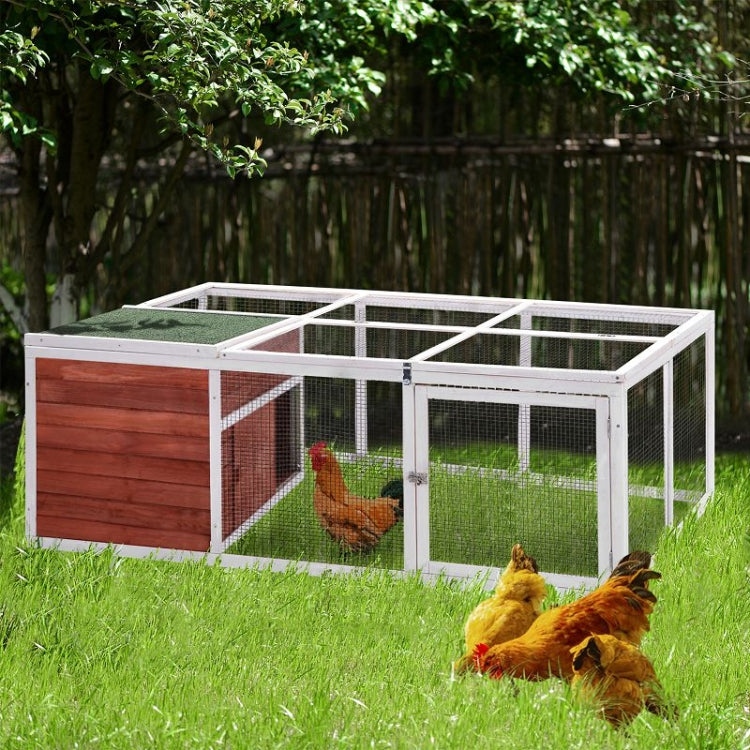 [US Warehouse] Rabbit Playpen Chicken Coop Pet House with Enclosed Run, Size: 61.8 inch