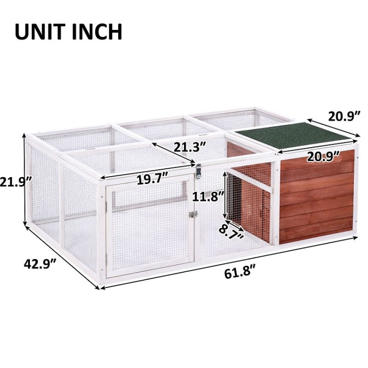 [US Warehouse] Rabbit Playpen Chicken Coop Pet House with Enclosed Run, Size: 61.8 inch