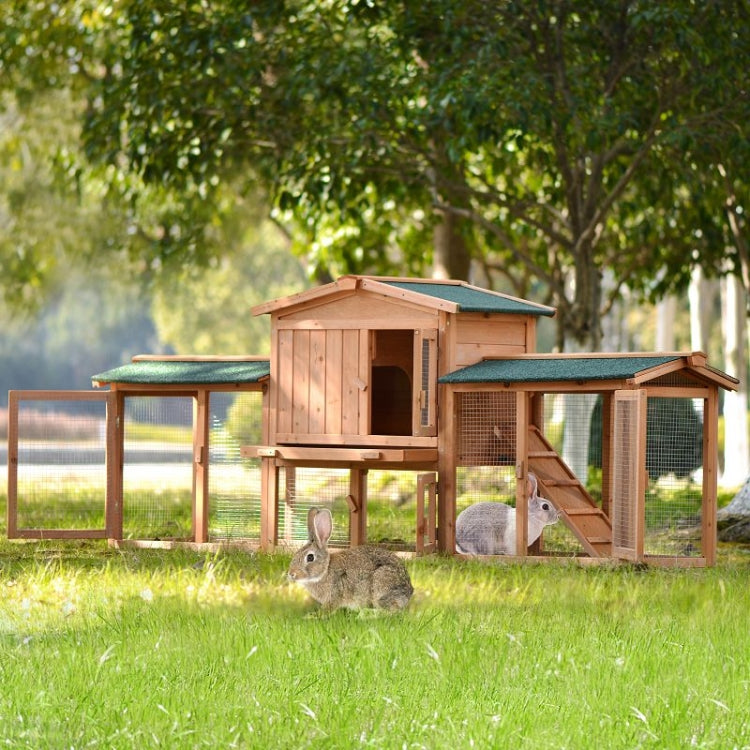 [US Warehouse] Rabbit Hutch Wood House Pet Cage Chicken Coop, Size: 83.8x20.8x33.2 inch