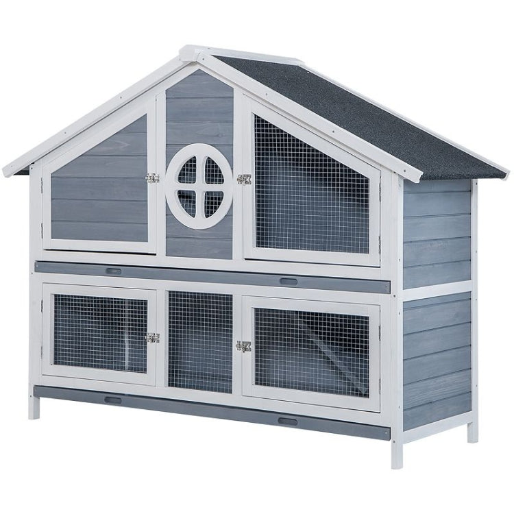 [US Warehouse] Rabbit Hutch Wood House Chicks Coop Pet Cage, Size: 56.6x18.3x43.3 inch