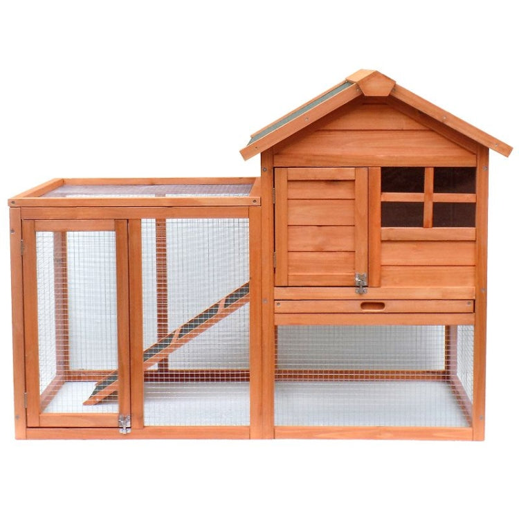 [US Warehouse] Natural Wood House Pet Supplies Small Animals House, Size: 48.4x24.8x35.8 inch (Orange)