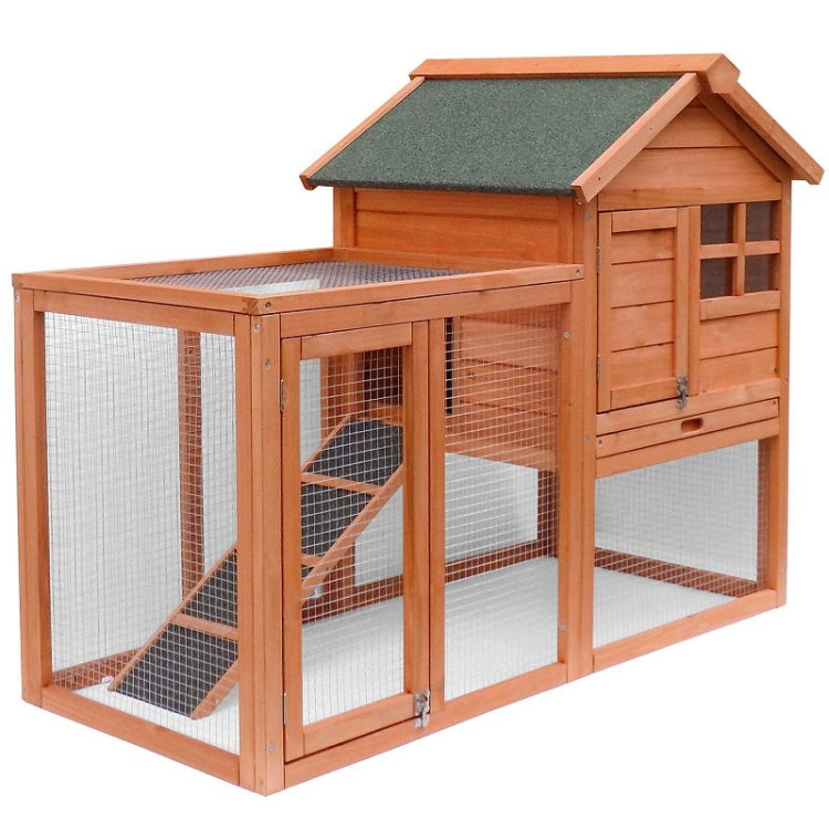 [US Warehouse] Natural Wood House Pet Supplies Small Animals House, Size: 48.4x24.8x35.8 inch (Orange)