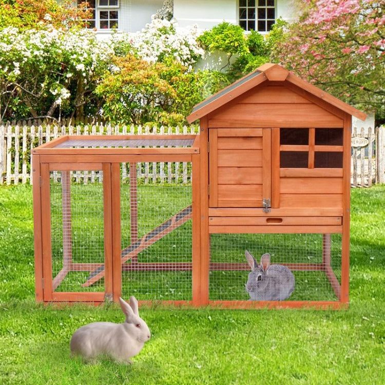 [US Warehouse] Natural Wood House Pet Supplies Small Animals House, Size: 48.4x24.8x35.8 inch (Orange)