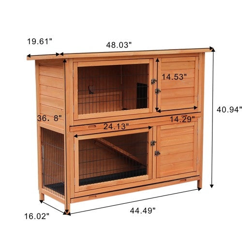 [US Warehouse] Chicken Coop Rabbit Hutch Wood House Pet Cage, Size: 48x19.7x41 inch