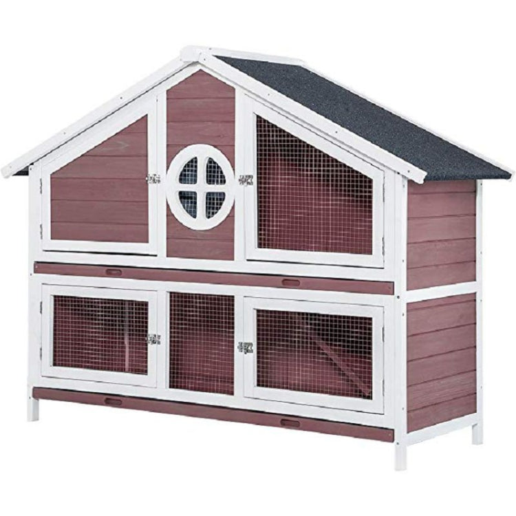 [US Warehouse] Rabbit Hutch Wood House Pet Cage, Size: 56.5x22.6x43.3 inch