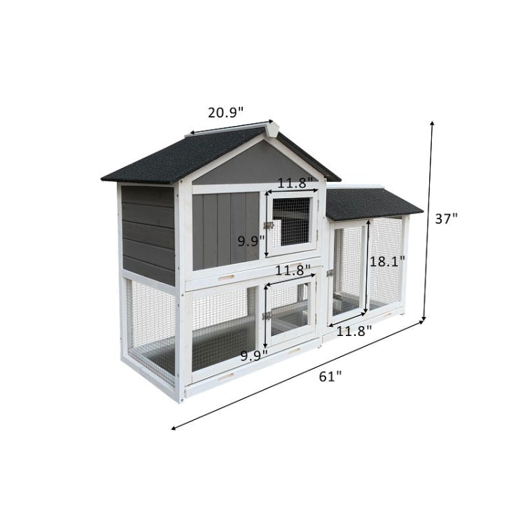 [US Warehouse] Wooden Pet House for Small Animals, Size: 61x20.9x7 inch