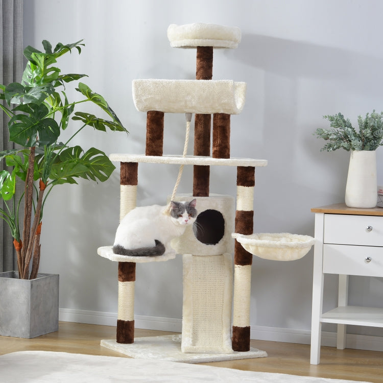 [EU Warehouse] Multilayer Cat Climbing Frame Tree Nest Activity Tower Pet House, Size: 53x53x140cm