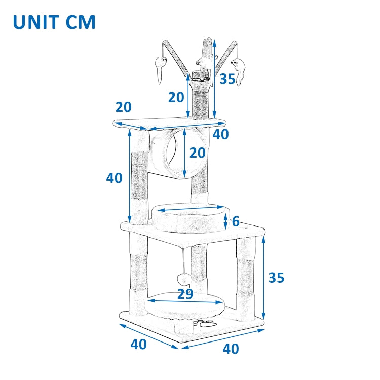 [EU Warehouse] Multilayer Cat Climbing Frame Tree Activity Tower Pet House, Size: 40x40x124cm