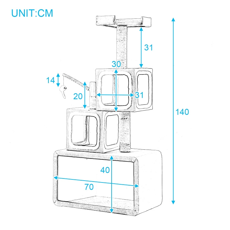[EU Warehouse] Multilayer Stackable Cat Climbing Cube Tree Nest Activity Tower Pet House, Size: 40x70x140cm