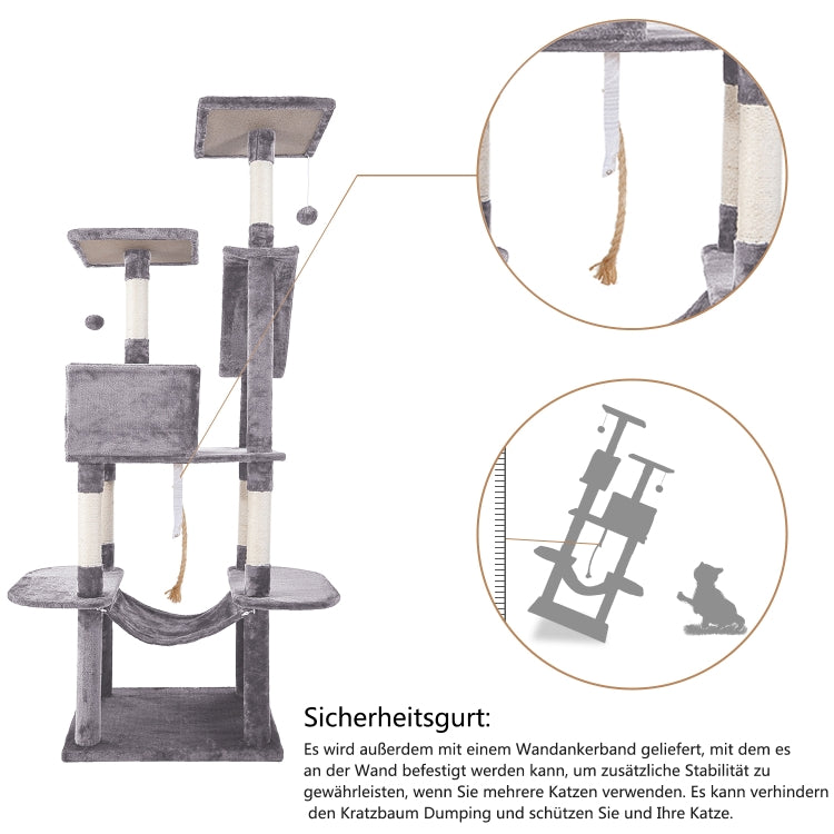 [EU Warehouse] Multilayer Cat Climbing Frame Tree Nest Activity Tower Pet House, Size: 50x60x170cm