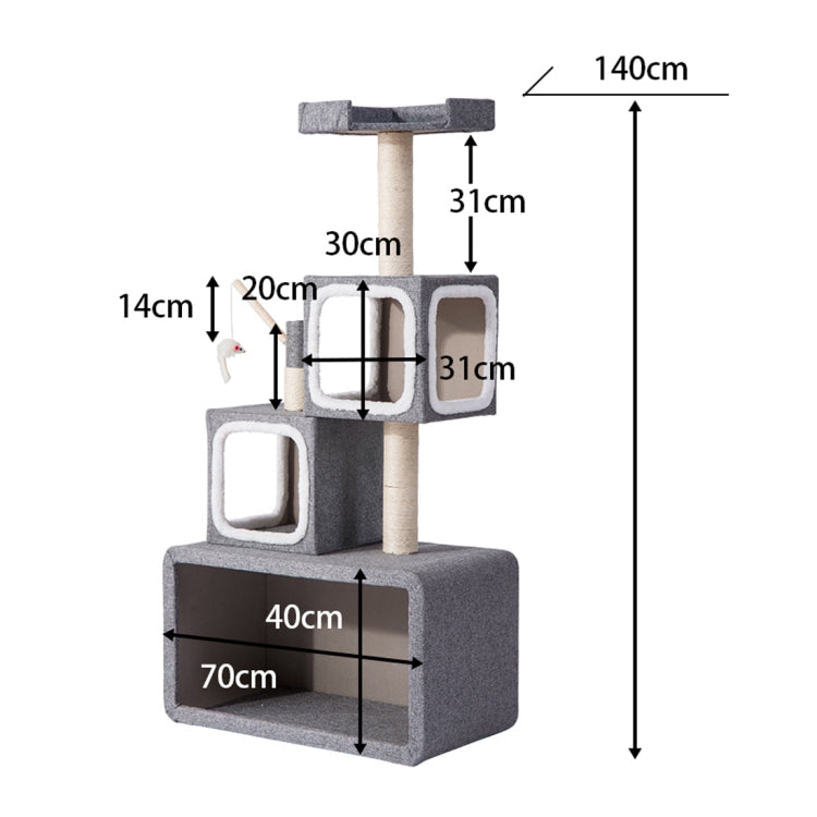 [JPN Warehouse] Multilayer Stackable Cat Climbing Cube Tree Nest Activity Tower Pet House, Size: 40x70x140cm