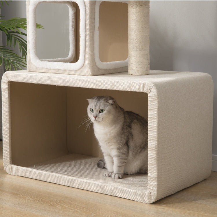 [JPN Warehouse] Multilayer Stackable Cat Climbing Cube Tree Nest Activity Tower Pet House, Size: 40x70x140cm