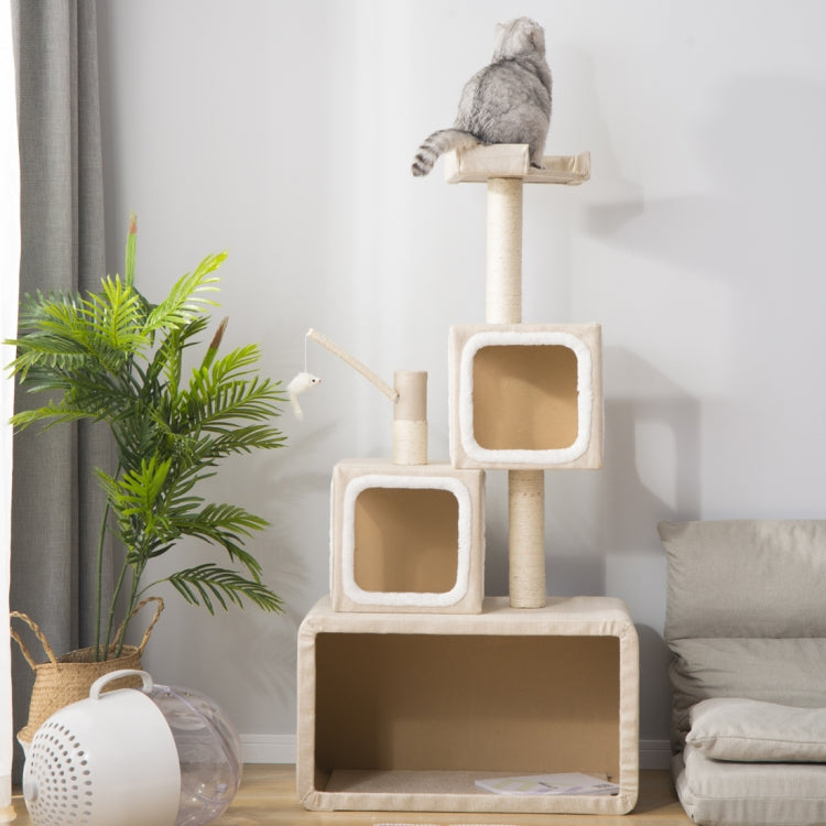 [JPN Warehouse] Multilayer Stackable Cat Climbing Cube Tree Nest Activity Tower Pet House, Size: 40x70x140cm