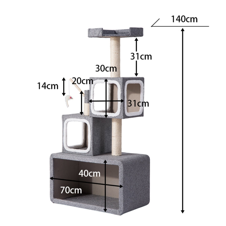 [JPN Warehouse] Multilayer Stackable Cat Climbing Cube Tree Nest Activity Tower Pet House, Size: 40x70x140cm