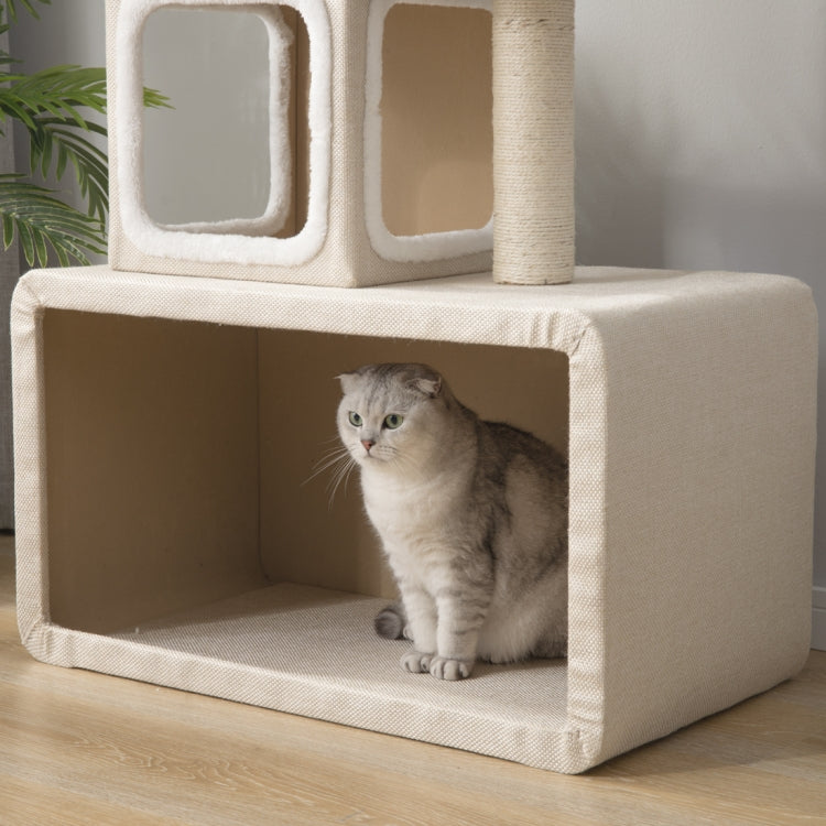 [JPN Warehouse] Multilayer Stackable Cat Climbing Cube Tree Nest Activity Tower Pet House, Size: 40x70x140cm