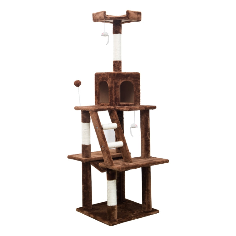 [JPN Warehouse] Multilayer Cat Climbing Frame Tree Nest Activity Tower Pet House, Size: 45x45x155cm (Brown)