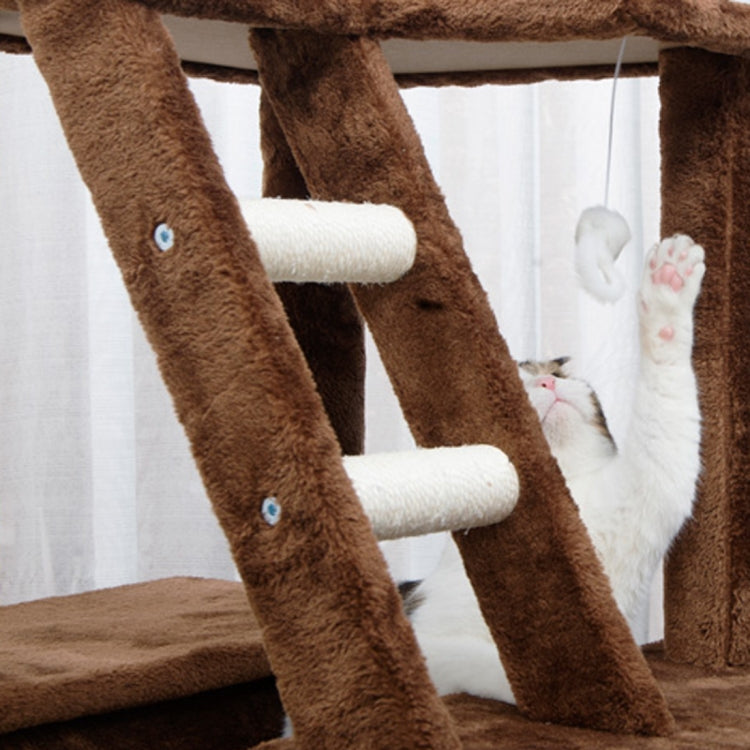 [JPN Warehouse] Multilayer Cat Climbing Frame Tree Nest Activity Tower Pet House, Size: 45x45x155cm (Brown)