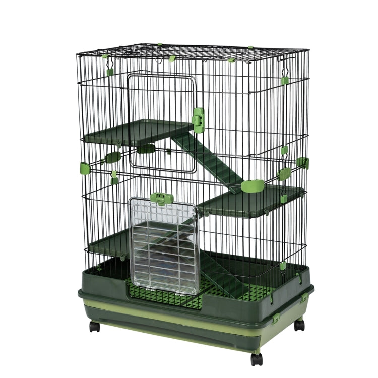 [US Warehouse] 4-Tier 32 inch Height Adjustable Small Animal Metal Cage with Lockable Casters(Green)