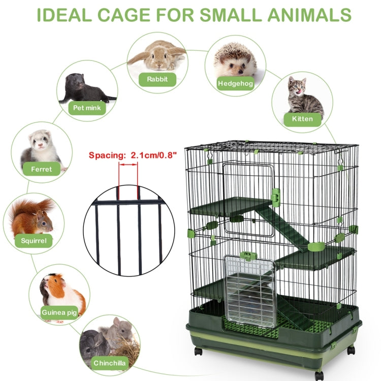 [US Warehouse] 4-Tier 32 inch Height Adjustable Small Animal Metal Cage with Lockable Casters(Green)