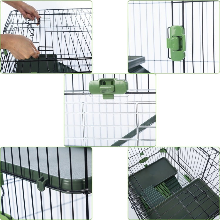 [US Warehouse] 4-Tier 32 inch Height Adjustable Small Animal Metal Cage with Lockable Casters(Green)