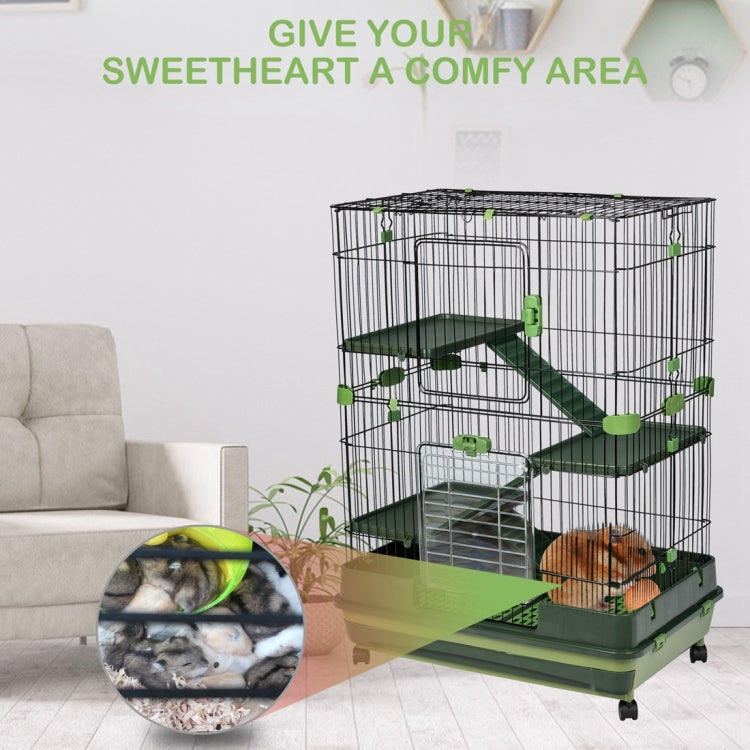 [US Warehouse] 4-Tier 32 inch Height Adjustable Small Animal Metal Cage with Lockable Casters(Green)