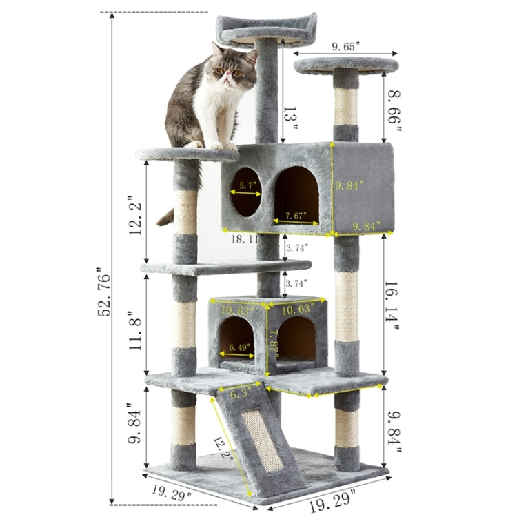 [US Warehouse] Cat Tree Apartment with Sisal Railing & Sisal Rope Scraper