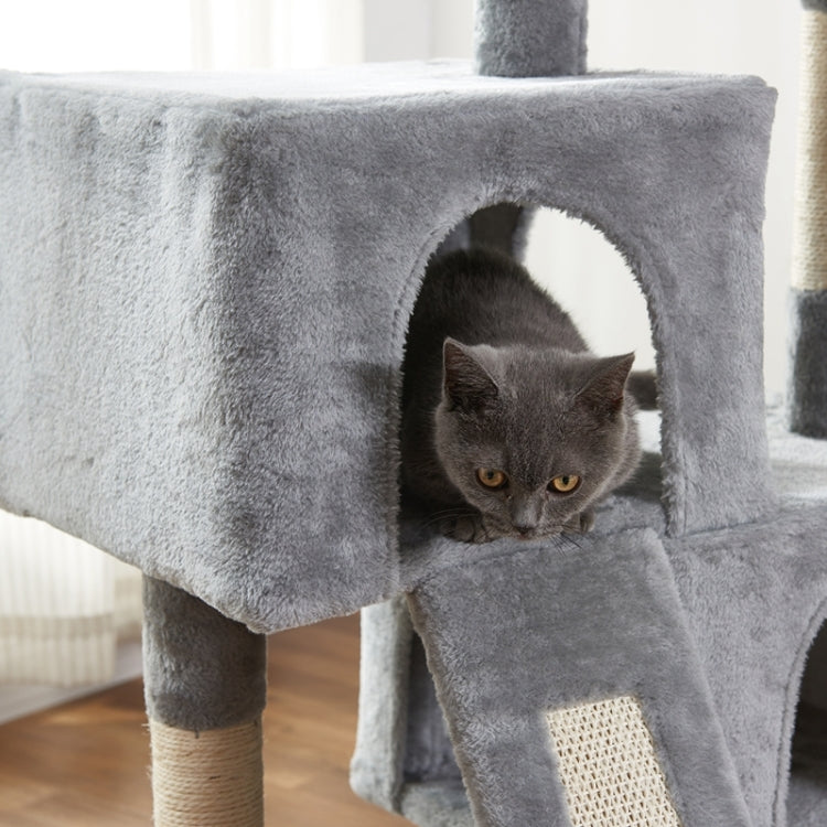 [US Warehouse] Cat Tree Apartment with Sisal Grab Bar & Grab Board & Plush