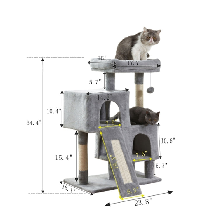 [US Warehouse] Cat Tree Apartment with Sisal Grab Bar & Grab Board & Plush