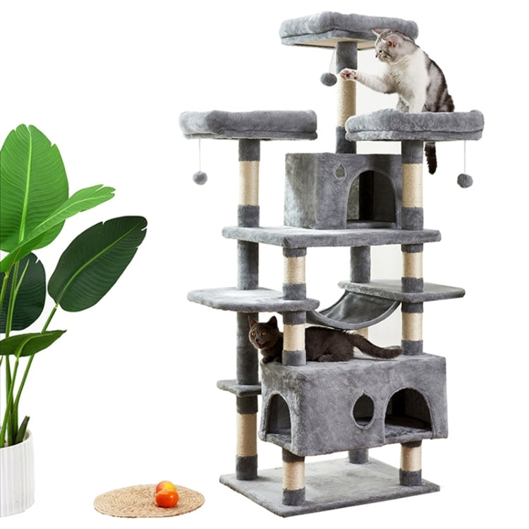 [US Warehouse] Large Cat Tree Condo with Sisal Scratching Posts & Hammock