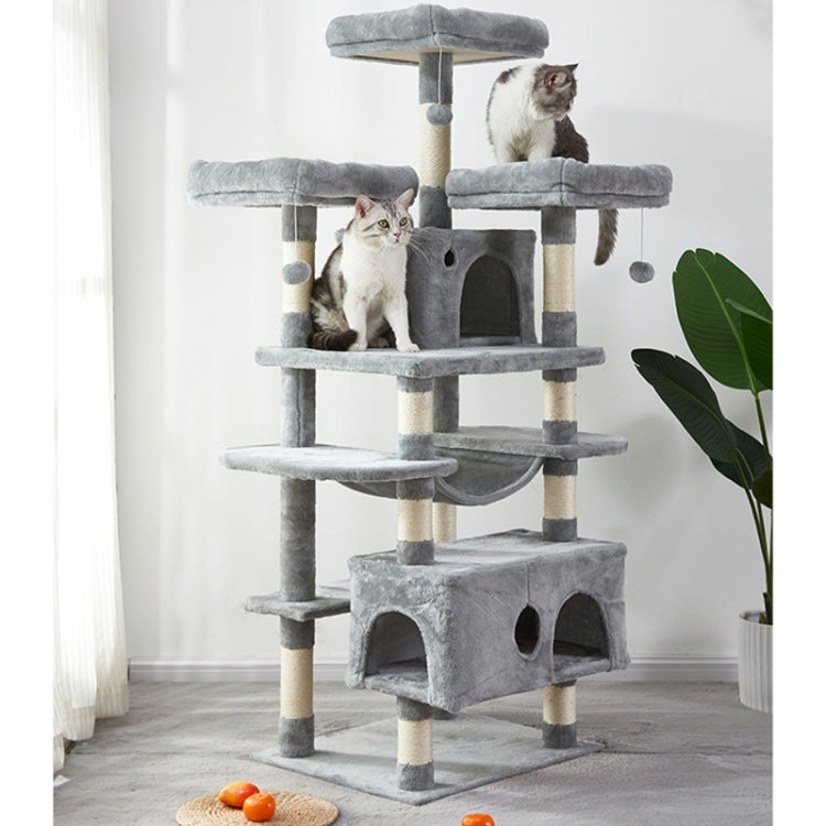[US Warehouse] Large Cat Tree Condo with Sisal Scratching Posts & Hammock