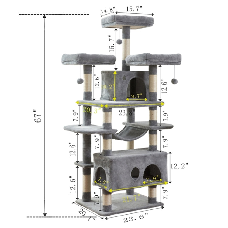 [US Warehouse] Large Cat Tree Condo with Sisal Scratching Posts & Hammock