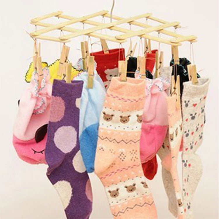 Bamboo Folding Drying Rack (Specification: 16 clip)