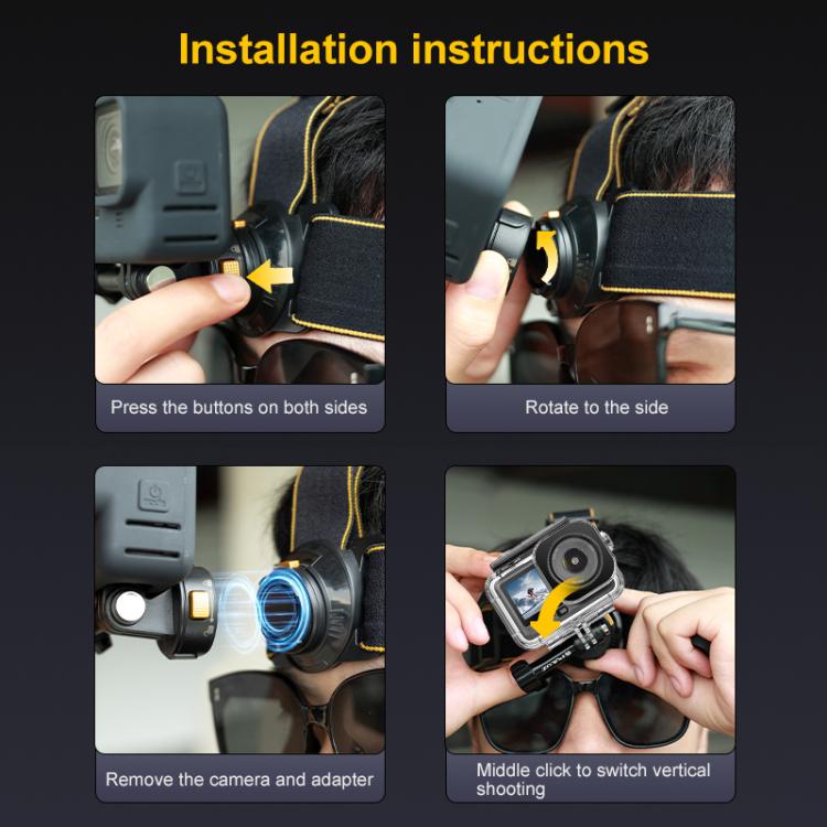 PULUZ Magnetic Quick-release Head Strap Harness Belt  - Black