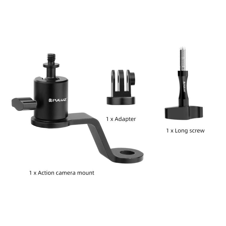 PULUZ Motorcycle Rearview Mirror Aluminum Alloy Action Camera Holder Mount  - Black