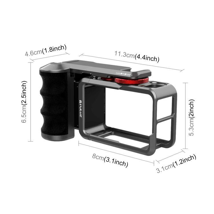 For DJI Osmo Action 5 Pro / 4 / 3 PULUZ Metal Camera Cage Expansion Adapter with Handle Grip  - Titanium