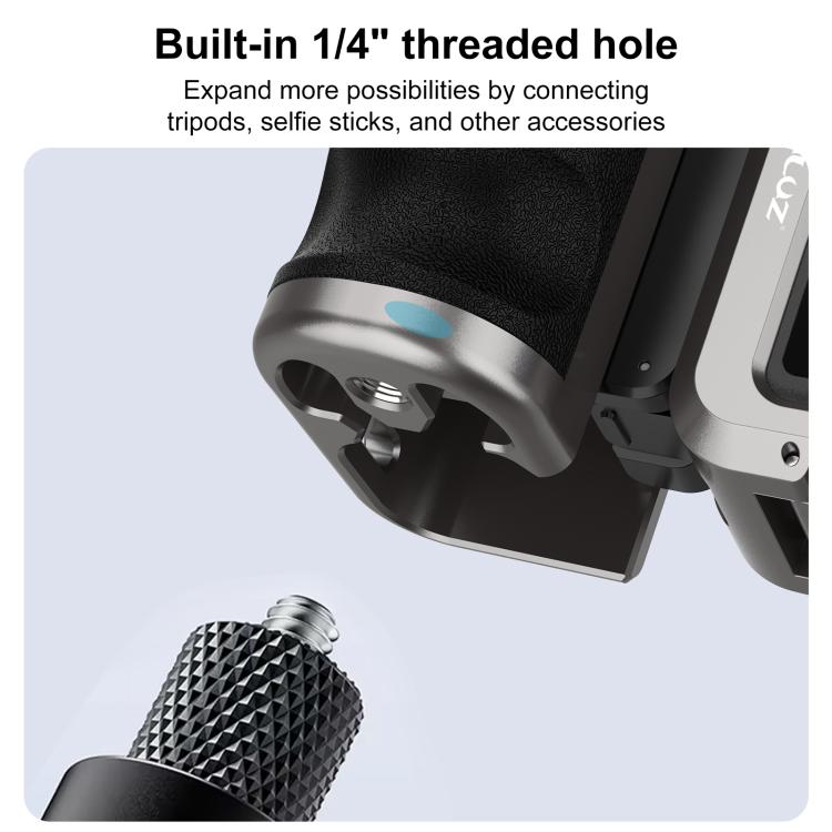 For DJI Osmo Action 5 Pro / 4 / 3 PULUZ Metal Camera Cage Expansion Adapter with Handle Grip  - Titanium
