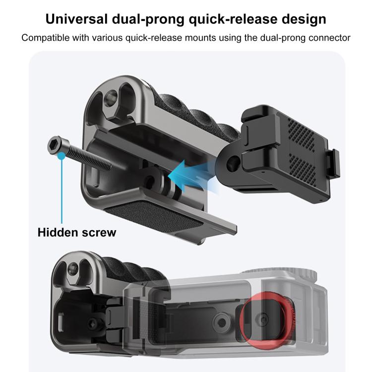 For DJI Osmo Action 5 Pro / 4 / 3 PULUZ Metal Camera Cage Expansion Adapter with Handle Grip  - Titanium