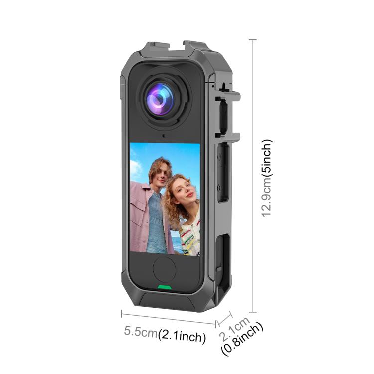 For Insta360 X4 Air PULUZ Metal Protective Cage Rig Housing Frame with Expand Cold Shoe Base  - Grey