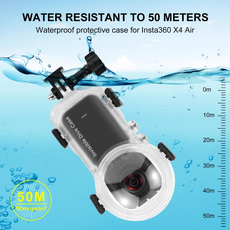 For Insta360 X4 Air PULUZ 50m Waterproof Sealed Diving Case  - Transparent