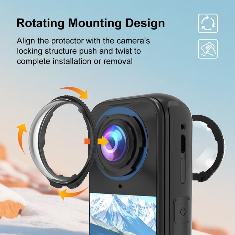 For Insta360 X4 Air PULUZ Rotation Optical Glass Lens Guard  Protective Cover  - Transparent