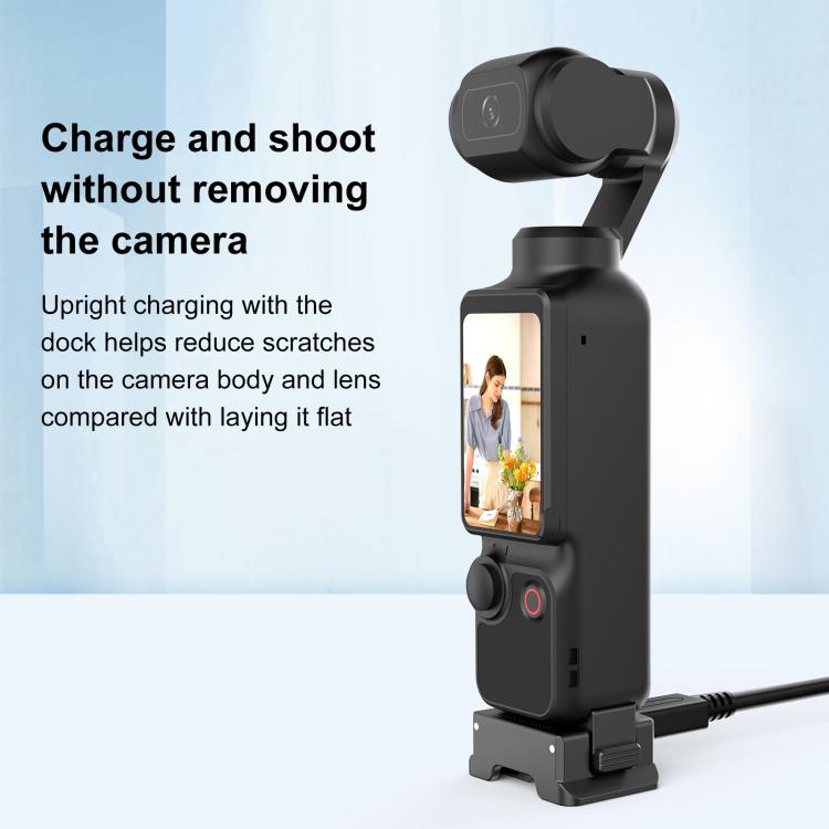 For DJI Osmo Pocket 4 / 3 PULUZ Plastic Quick-Release Charging Adapter Base  - Black