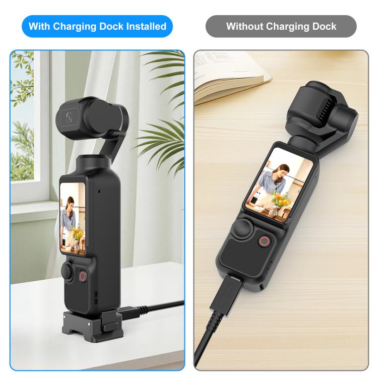 For DJI Osmo Pocket 4 / 3 PULUZ Plastic Quick-Release Charging Adapter Base  - Black