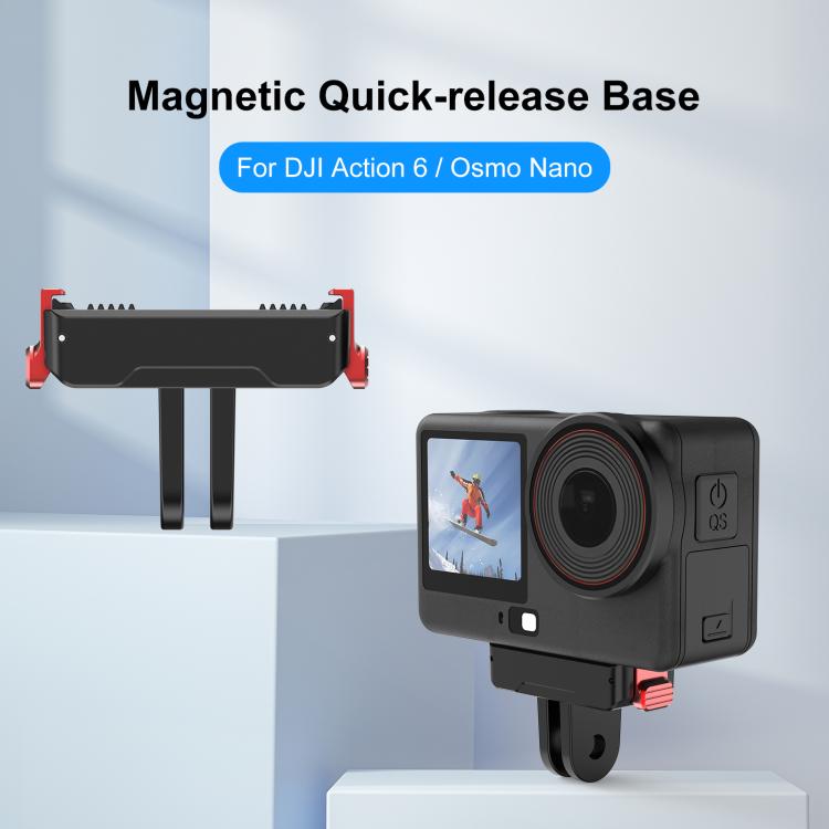 For DJI Osmo Action 6 / Nano PULUZ Two Claw Plastic Magnetic Quick Release Base Mount  - Black