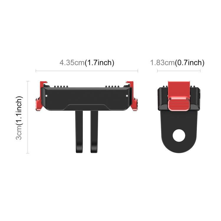 For DJI Osmo Action 6 / Nano PULUZ Two Claw Plastic Magnetic Quick Release Base Mount  - Black