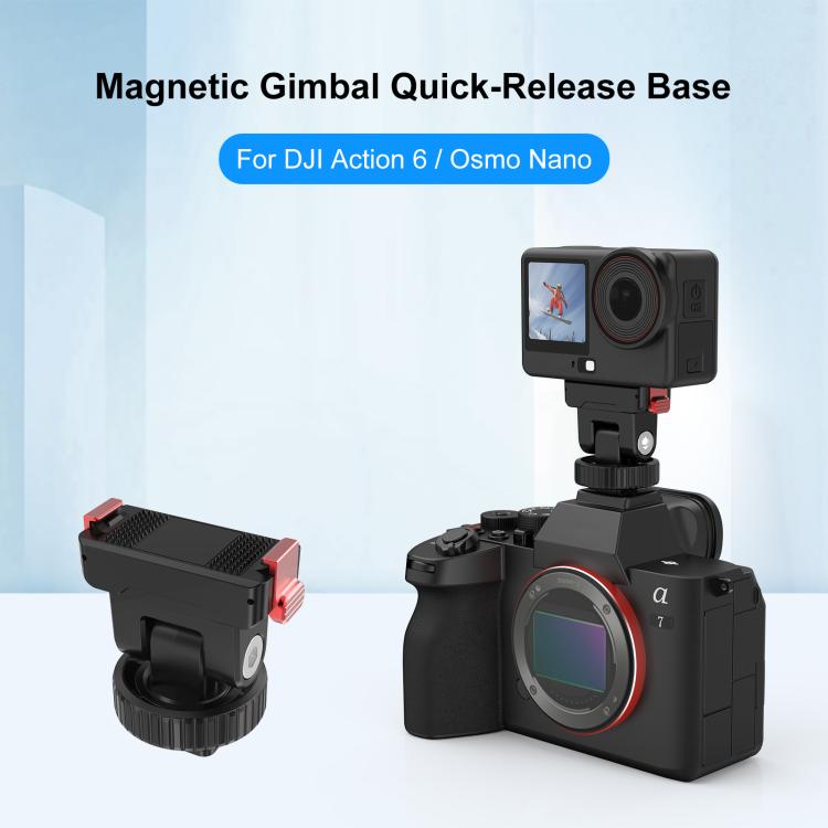 For DJI Osmo Action 6 / Nano PULUZ Plastic Gimbal Quick-Release Base Mount  - Black