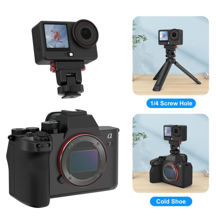 For DJI Osmo Action 6 / Nano PULUZ Plastic Gimbal Quick-Release Base Mount  - Black